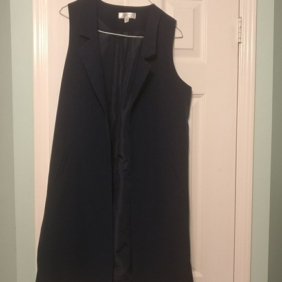 Navy Sleeveless Blazer Vest (long) - Picture 2 of 5